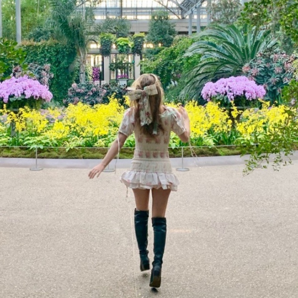 Violet Silk Floral Smocked Mini Dress